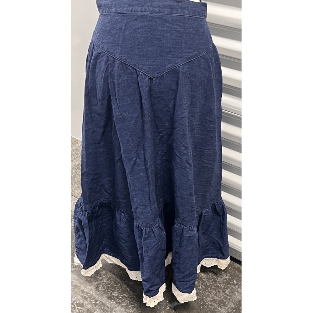 Vtg Dark Wash Rocky Mountain Clothing High Waist Denim Cotton Skirt Women's 7